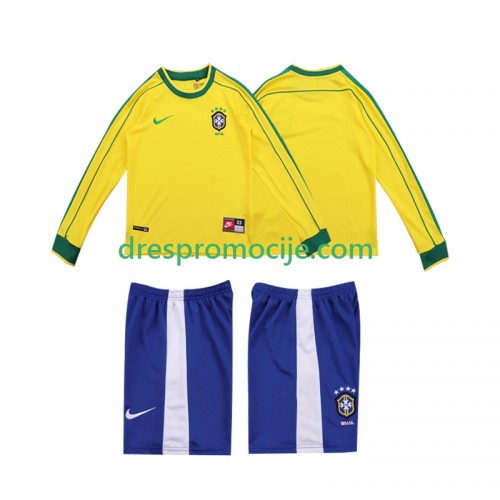 Brazil Dres Retro Dječji Domaći 1998 Dugim Rukavima Brazil Dres Retro Dječji Domaći 1998 Dugim Rukavima